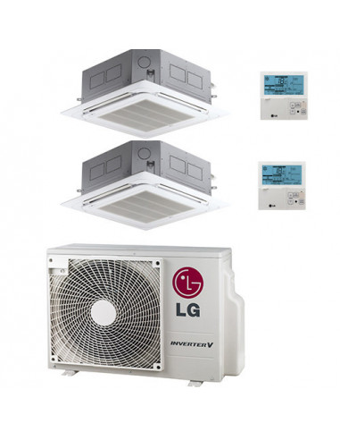 Climatizzatore Condizionatore LG Cassetta 4 vie R32 Dual Split Inverter 9000 + 12000 BTU con U.E. MU2R15 NOVITÁ Classe A+++/A...