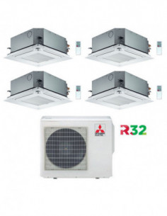 Climatizzatore Condizionatore Mitsubishi Cassetta R32 SLZ-M Quadri Split Inverter 9000 + 9000 + 9000 + 9000 BTU con U.E. MXZ-...