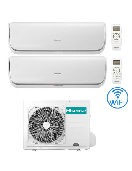 Climatizzatore Condizionatore Hisense Silentium Wifi R32 Dual Split Inverter 12000 + 12000 BTU con U.E. 2AMW50U4RXA Classe A+...