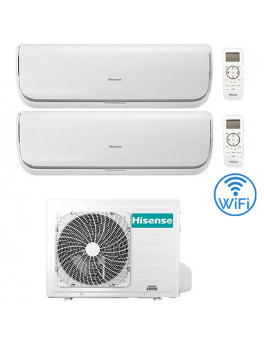 Climatizzatore Condizionatore Hisense Silentium Wifi R32 Dual Split Inverter 9000 + 12000 BTU con U.E. 2AMW52U4RXC Classe A++...