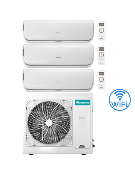 Climatizzatore Condizionatore Hisense Silentium Wifi R32 Trial Split Inverter 9000 + 9000 + 9000 BTU con U.E. 3AMW72U4RJC NOV...