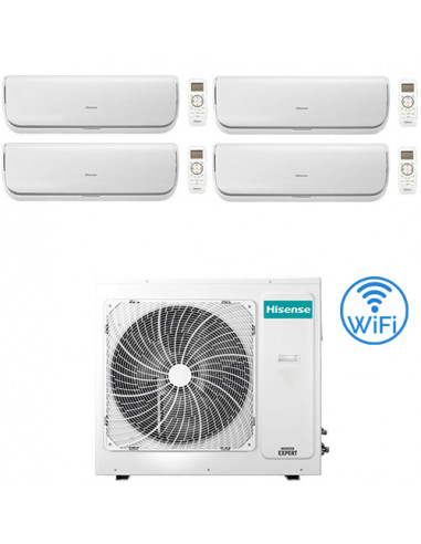 Climatizzatore Condizionatore Hisense Silentium Wifi R32 Quadri Split Inverter 9000 + 12000 + 12000 + 12000 BTU con U.E. 4AMW...