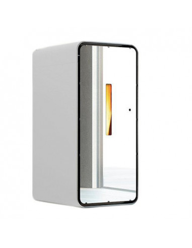 Stufa a pellet ventilata Anselmo Cola Ambra Lux con porta a specchio colore Bianco 7,10 kW - Climaway