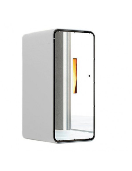 Stufa a pellet ventilata Anselmo Cola Ambra Lux con porta a specchio colore Bianco 7,10 kW - Climaway