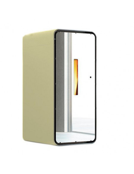 Stufa a pellet ventilata Anselmo Cola Ambra Lux con porta a specchio colore Avorio 7,10 kW - Climaway