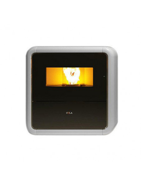 Stufa a pellet ventilata Anselmo Cola Vintage in acciaio e maiolica colore Bianco 9,57 kW - Climaway