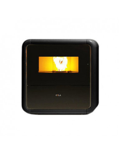 Stufa a pellet ventilata Anselmo Cola Vintage in acciaio e maiolica colore Nero 9,57 kW - Climaway
