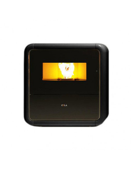 Stufa a pellet ventilata Anselmo Cola Vintage in acciaio e maiolica colore Nero 9,57 kW - Climaway