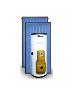 Sistema solare completo Sunerg serie KITVX-BLU+ a circolazione forzata KIT_VX202/B+ composto da 2 collettori selettivi più se...