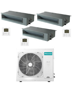 Climatizzatore Condizionatore Hisense Canalizzabile R32 Trial Split Inverter 9000 + 9000 + 18000 BTU con U.E. 4AMW81U4RJC Cla...