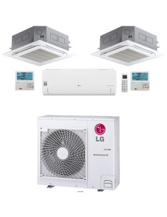 Climatizzatore Condizionatore LG Cassetta 4 vie R32 Trial Split Inverter 9000 + 9000 btu cassetta + 18000 BTU libero smart co...