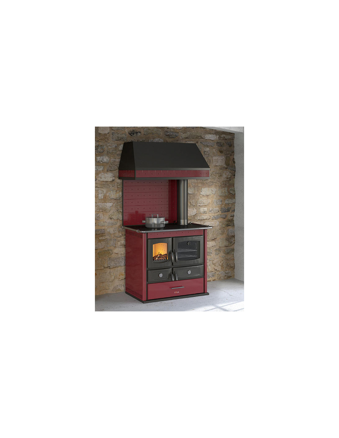 Termocucina a legna Idro Anselmo Cola Termo Helena Rustic con rives...