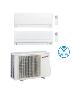 Climatizzatore Condizionatore Mitsubishi MSZ-AY + MSZ-AP Wifi R32 Dual Split Inverter 7000 + 12000 BTU con U.E. MXZ-2F53VF Cl...