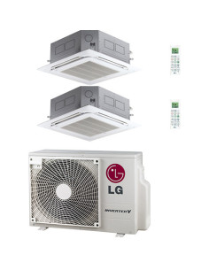 Climatizzatore Condizionatore LG Cassetta 4 vie R32 Dual Split Inverter 9000 + 9000 BTU con U.E. MU3R19 NOVITÁ Classe A+++/A+...
