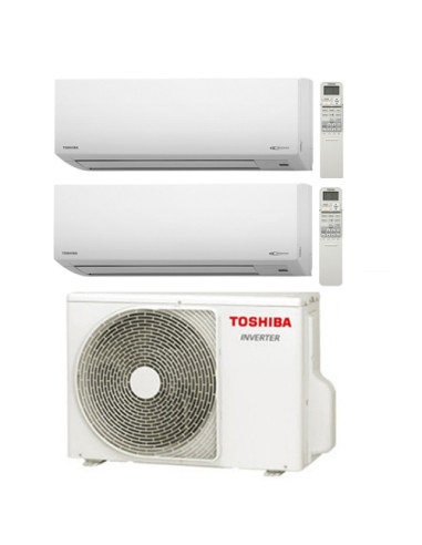 Climatizzatore Condizionatore Dual Split Inverter Toshiba Akita R32 7000 + 7000 BTU con U.E. RAS-2M14U2AVG-E NOVITÁ Classe A+...