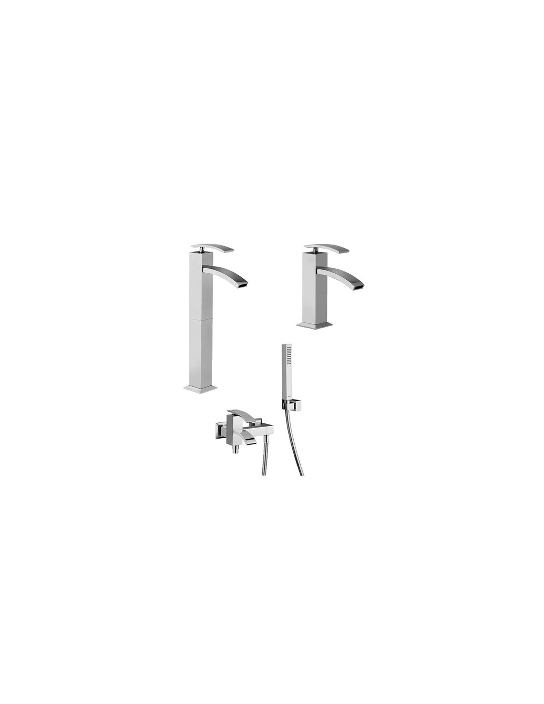 Set Rubinetti Jacuzzi Per Lavabo Alto E Bidet Senza Scarico E Vasca Serie Glint Cromato - Foto 6