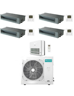 Climatizzatore Condizionatore Hisense Canalizzato + Console R32 Penta Split Inverter 9000 + 9000 + 9000 + 9000 + 12000 BTU co...