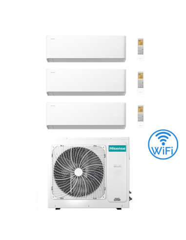 Climatizzatore Condizionatore Hisense Uni HB Wifi R32 Trial Split Inverter 7000 + 7000 + 18000 BTU con U.E. 3AMW62U4RJC Class...