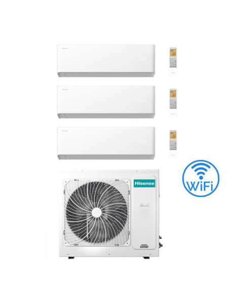 Climatizzatore Condizionatore Hisense Uni HB Wifi R32 Trial Split Inverter 7000 + 7000 + 18000 BTU con U.E. 3AMW62U4RJC Class...