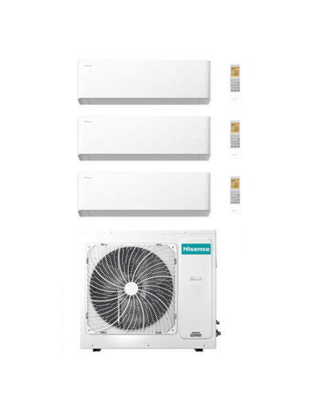 Climatizzatore Condizionatore Hisense Uni HB Wifi R32 Trial Split Inverter 9000 + 9000 + 12000 BTU con U.E. 3AMW72U4RJC Class...