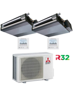 Climatizzatore Condizionatore Mitsubishi Canalizzabile R32 SEZ-M DA Dual Split Inverter CON COMANDI A FILO 9000 + 12000 BTU c...