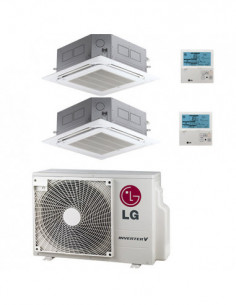 Climatizzatore Condizionatore LG Cassetta 4 vie R32 Dual Split Inverter 9000 + 12000 BTU con U.E. MU2R17 NOVITÁ Classe A+++/A...