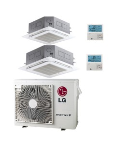 Climatizzatore Condizionatore LG Cassetta 4 vie R32 Dual Split Inverter 9000 + 18000 BTU con U.E. MU3R19 NOVITÁ Classe A+++/A... 2